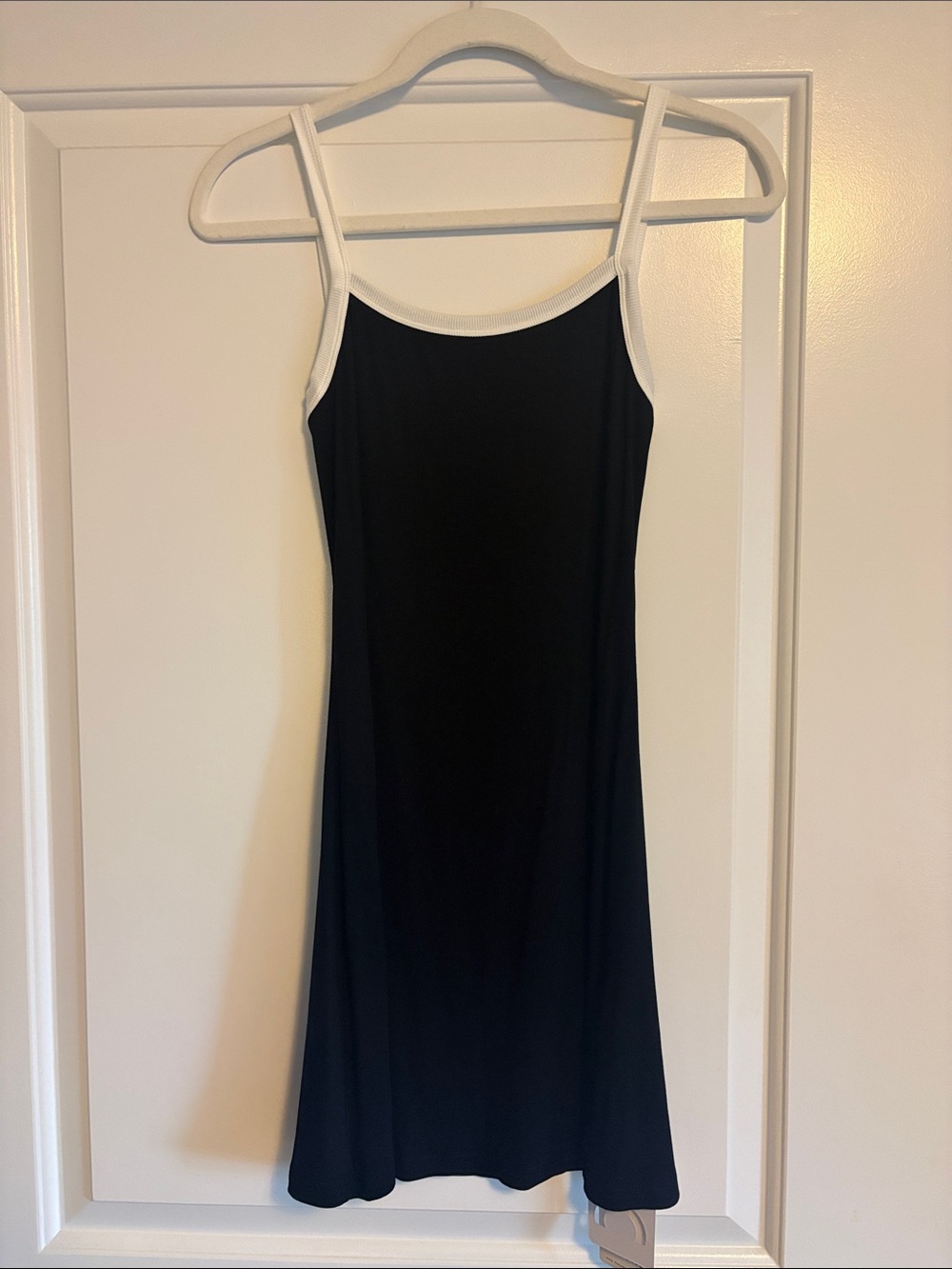 Commense Classic Black Slip Dress with White Trim
